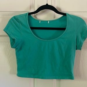 Basic teal crop top